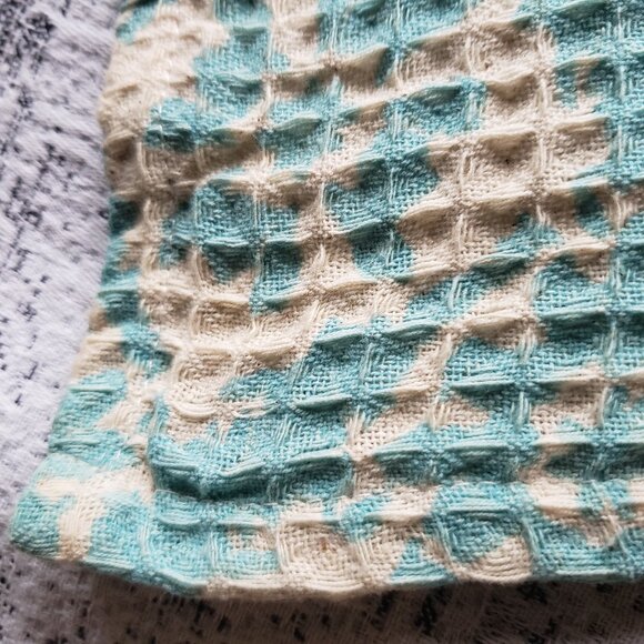 Cream + Blue Waffle Weave Badgley Mishka Kitchen Tea Towel or Serving Cloth - Picture 6 of 9